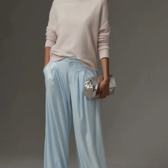 The Avery Pleated Wide-Leg Trousers by Maeve: Sequin Edition. NWT. MRSP $178 - Picture 1 of 9